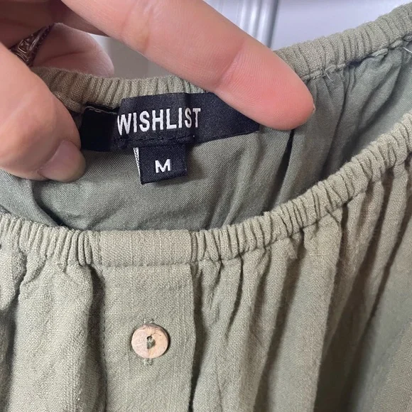 Wishlist Sage Green Cotton Button Front Midi Dress M - Picture 3 of 7